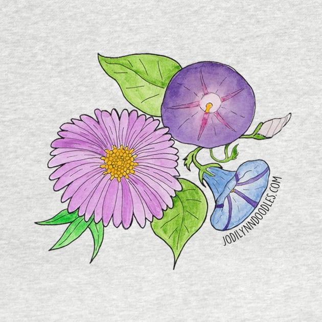 September Birth Flowers - Aster and Morning Glory by JodiLynnDoodles